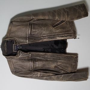 Distressed Leather Moto Jacket - nearly vintage EUC